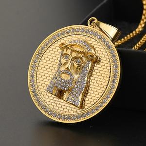 Colgante de Jesús en Acero Inoxidable Dorado, Joyería Personalizada, Accesorios Religiosos, Dijes de Cristal, Directo de Fábrica - Product Image 3