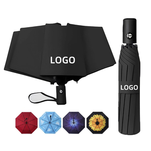 Customized Brand Promotional Compact Three Fold Umbrella with logo Print UV Automatic Folding Umbrella