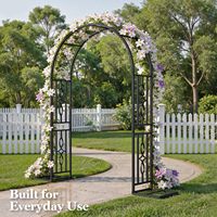 Arche de jardin en métal, treillis de jardin robuste pour plantes grimpantes, avec base élargie pour arches de mariage et fêtes