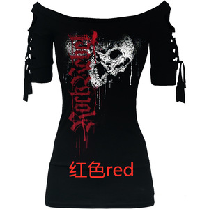 T-shirt da donna Halloween con stampa teschio a maniche corte - Product Image 2