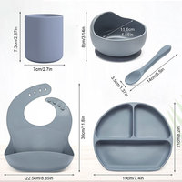 Ensemble d'alimentation antidérapant pour tout-petits Plaque d'aspiration divisée en silicone Plaque pour bébé en silicone divisée sans BPA avec aspiration