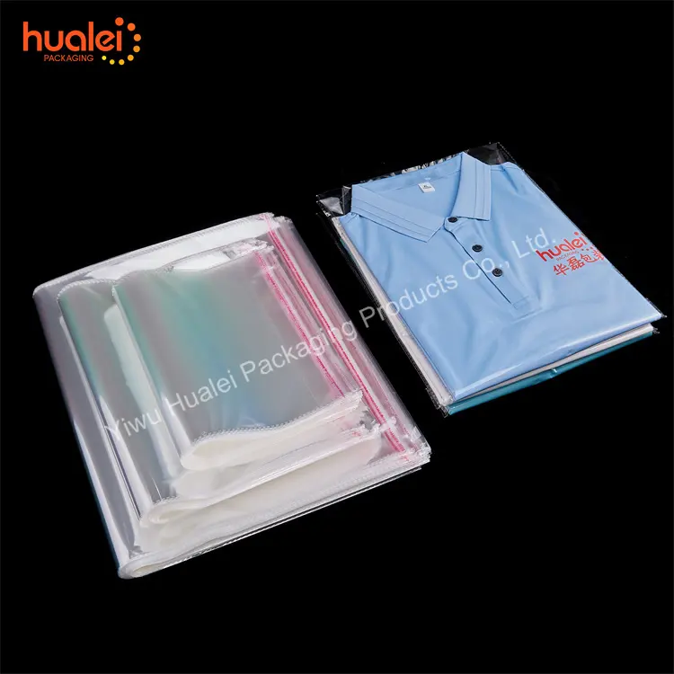 Cello Bag Custom BOPP T-Shirts Clothes Clothing Bag Clear Transparent Cello Cellophane Self Adhesive Seal Polybag OPP Bags With Logo