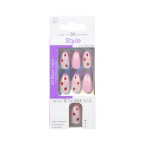 Uñas Postizas de Longitud Media con Estampado Dorado, Diseño Pretty Woman, OEM ODM, Forma de Almendra, Marca Privada, Salón, Detalle de Cereza, Color Rosa, ABS - Product Image 2