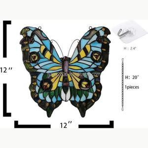 Panneau de vitrail massif de 30 cm, style européen, motif papillon, pour église, éclairage solaire, salon, salle à manger, porte, mur - Product Image 6