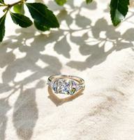 Bague Classique à Trois Pierres Serties de Zircons en Argent Pur 925, Bague de Mariage pour Femme, Bijoux de Mode Féminins, Prise en Charge de la Personnalisation et de la Vente en Gros