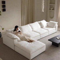 Cloud One Sitz-Ecksofa Baumwoll-Leinen-Stoff Weiß-Creme Stil Wohnzimmer Geradlinig Wabi-Sabi Chenille Abnehmbar Waschbar