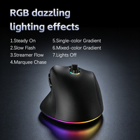 Souris de jeu sans fil RGB ergonomique / Souris de bureau filaire + 2.4g 1Khz