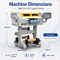 Nouvelle imprimante UV DTF 30CM à double tête XP600, machine d'impression UV directe sur film PET pour transfert d'étiquettes et d'autocollants en cristal
