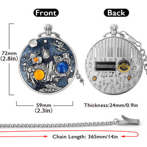 <span class=keywords><strong>Montre</strong></span> de poche à quartz à la mode avec boîte à musique et chaîne Fob Montres en alliage pour hommes et femmes Cadeaux de conception de feuille d'espace céleste - Product Image 5