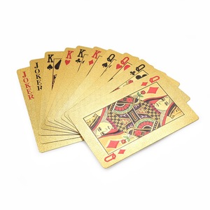 Cartes à jouer en feuille d'or 57x87mm, papier enduit imperméable, coins arrondis pour jeux de poker - Product Image 2