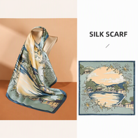 Écharpe en soie de mûrier 100% pure, impression personnalisée, motif floral, en twill de soie, carrée, sur mesure