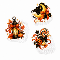 Autocollants découpés sur mesure pour Halloween, autocollants en vinyle imperméables mignons, papier autocollant avec motifs de sorcières, fantômes, citrouilles, « Trick or Treat », pour la décoration