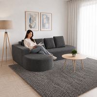 Canapé d'angle contemporain en forme de L avec section en mousse, canapé de conversation avec position chaise longue extensible pour salon et décoration intérieure