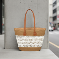 Sac de plage en paille tressée personnalisable avec sangle réglable, accessoire de mode bohème d'été, sac à main fourre-tout pour femme