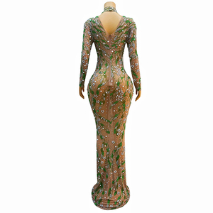 Abito da Sera Chic con Diamanti, Vestito Lungo Sexy alla Moda con Diamanti, Abiti di Lusso <span class=keywords><strong>Eleganti</strong></span> per Compleanno e Celebrità per Donne - Product Image 6