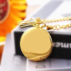 <span class=keywords><strong>Montre</strong></span> de poche en quartz avec gravure au laser, logo <span class=keywords><strong>personnalisé</strong></span>, boîtier doré vierge, montres de poche en gros, fabrication personnalisée - Product Image 1