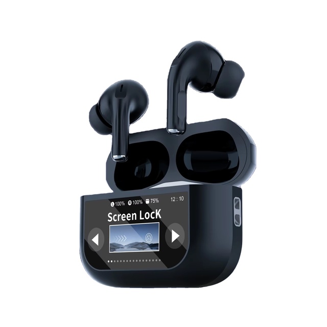Wireless Earbuds Headphones ANC ENC Noise Cancelling Touch Screen LCD Display Stereo Audio Gaming Low Latency