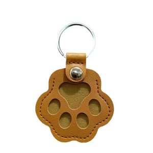 Llavero de piel sintética con logotipo personalizado al por mayor, con huella de pata de mascota, para guardar recuerdos, regalo para amantes de perros y gatos - Product Image 3