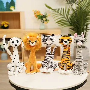 创意新款丛林森林动物可爱狮子猫老虎手腕毛绒玩具人造森林狮子小狗娃娃老虎小猫布娃娃