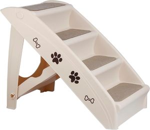 Escalera Plegable Antideslizante de Espuma Plástica Gris Ecológica de 4 Peldaños para Mascotas, Desmontable y Lavable, Tallas S/M/L para Camas Altas de Perros - Product Image 1