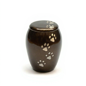 Small Pet Cremation Urn <b>Aluminum</b> <b>Container</b> for Ashes with Paw Design Surface - Product Image 1