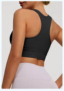 Soutien-gorge de sport sans couture pour femme, col carré, dos nageur, maintien moyen, yoga, fitness, couleur unie, respirant, séchage rapide, Spandex Polyester - Product Image 2