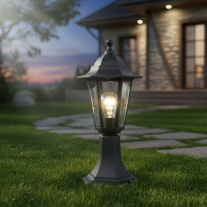 Lampes à induction <span class=keywords><strong>P614</strong></span> IP44 avec culot E27 en polypropylène et verre transparent, 230V/110V 60W, garantie 3 ans, pour piliers extérieurs et portails de jardin - Product Image 1