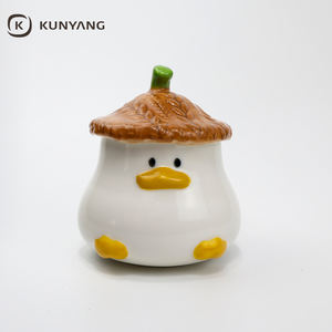 Mug en céramique en forme de canard mignon de dessin animé, avec couvercle à ruban, sans BPA, compatible micro-ondes, portable, pour le petit-déjeuner domestique - Vente en gros - Product Image 3