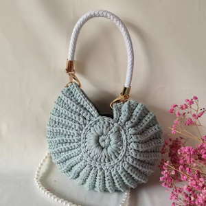 Borsa di Lusso all'<span class=keywords><strong>Uncinetto</strong></span> Fatta a Mano da Donna a Conchiglia di Mare Borsa a <span class=keywords><strong>Tracolla</strong></span> Messenger con Squisita Catena di Perle Borse alla Moda - Product Image 3