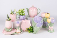 Keluaran baru vas keramik aster minimalis Pot bunga porselen Tulip untuk dekorasi meja ruang tamu atau meja