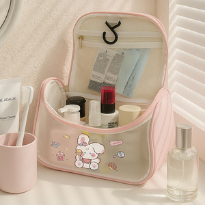 Luck Rabbit Makeup Bag Pink Rectangle Portable Travel Toiletries Hook Type Storage Organizer - Product Image 2