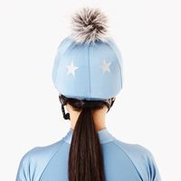 Gorro ecuestre de alta calidad para montar a caballo, cubierta con pompón, venta al por mayor de fábrica
