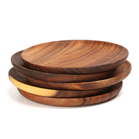Ensembles de vaisselle incassables naturels taille personnalisée assiettes rondes en bois plat de nourriture en bois pour Restaurant