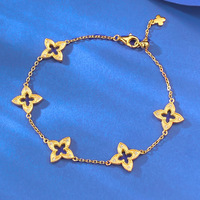 2025 à la mode S925 argent cinq fleurs trèfle à quatre feuilles Bracelet or dentelle incrusté de diamants transfrontalière en direct or chaîne lien bijoux