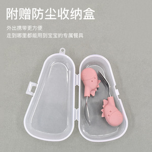Tenedor y cuchara de silicona para alimentación de bebés, mango de acero inoxidable 316 con forma de ciervo, utensilios de entrenamiento para niños de 1 a 2 años - Product Image 4