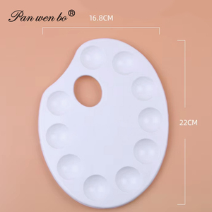 Paleta de pintura de plástico con agujero para pulgar, bandeja blanca para pintar, palés para estudiantes, manualidades de fiesta, DIY, 10 Well - Product Image 6