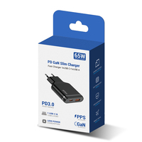 Chargeur mural portable ultra-fin Tommox 65W USB-C PD à charge rapide GaN, adaptateur de type C à 2 ports pour ordinateur portable, téléphone, tablette