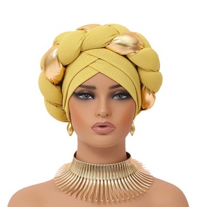 Đầu kết thúc tốt đẹp đàn hồi Braid phụ nữ Turban hat braids Bonnet Knot mềm ngủ đính cườm dân tộc Turban hat - Product Image 5