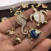 Pendentif en cuivre micro-incrusté 18 carats, série animaux marins (tortue, hippocampe, coquillage), pour collier et bracelet DIY, accessoire