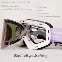 Logo personnalisé Vente en gros Lunettes de ski magnétiques unisexes sans cadre double couche UV400 anti-buée pour hommes et femmes
