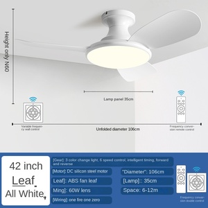 Hiện đại nhựa Internet tổ chức hộ gia đình phòng khách cấu hình thấp Quạt trần ánh sáng 5 Blades <span class=keywords><strong>Led</strong></span> điều khiển từ xa 3-tốc độ - Product Image 6