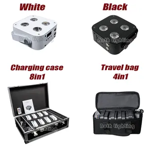 Mini pin không dây uplights <span class=keywords><strong>Par</strong></span> 4x12W rgbwauv 6in1 DJ ánh sáng ir từ xa Wifi DMX điều khiển <span class=keywords><strong>LED</strong></span> <span class=keywords><strong>PAR</strong></span> Lights cho sân khấu bên hiển thị - Product Image 2