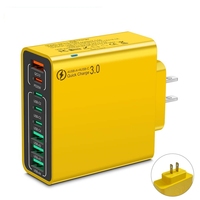 Chargeur Portable Multi-Ports avec Logo Personnalisé 4 USB QC3.0 et 4 Type-C Adaptateur de Voyage Universel avec Prises US/EU/KR Chargeur Mural USB