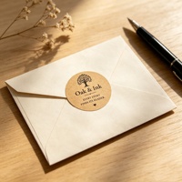 Hojas de Etiquetas Adhesivas de Papel Kraft Ecológicas Personalizadas con Logotipo de Marca, Etiquetas de Embalaje Adhesivas Troqueladas