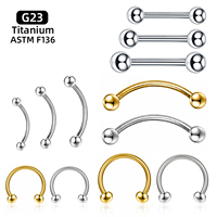 F136 G23 Titan Daith Lippenring mit Außengewinde, gebogener Augenbrauen-Ball, Körperschmuck, Mode-Großhandel