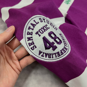 เสื้อยืดโอเวอร์ไซส์ลายพิมพ์ผ้าฝ้ายสำหรับผู้ชาย เสื้อโปโลติดกระดุมเนื้อหนา สตรีทแวร์ เสื้อยืดแขนยาวลายทางแบบสั่งทำพิเศษ - Product Image 5
