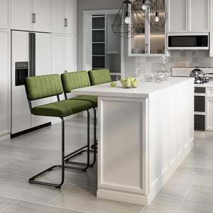 Set barbangku kain beludru hijau <span class=keywords><strong>24</strong></span> inci, kursi Bar kaki logam penyangga tinggi konter Modern 2 Abad Pertengahan - Product Image 1