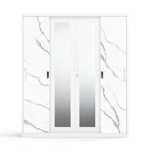 Armoire en acier imprimé avec 4 portes coulissantes et miroir 1600 mm - Product Image 2