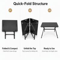 Table pliante en acier au carbone avec logo personnalisé en gros pour barbecue et camping, hauteur réglable de 42 à 51 cm