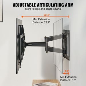 Full Motion <b>TV</b> Wall Mount <b>Bracket</b> by DB Wholesale, Steel Construction, <b>Swivel</b> Tilt Adjustable, Fits 37-90 Inch <b>TVs</b>, Hinged Frame - Product Image 5